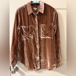 Anthropologie Pilcro The Hadley Velvet Relaxed Buttondown Shirt Size Small